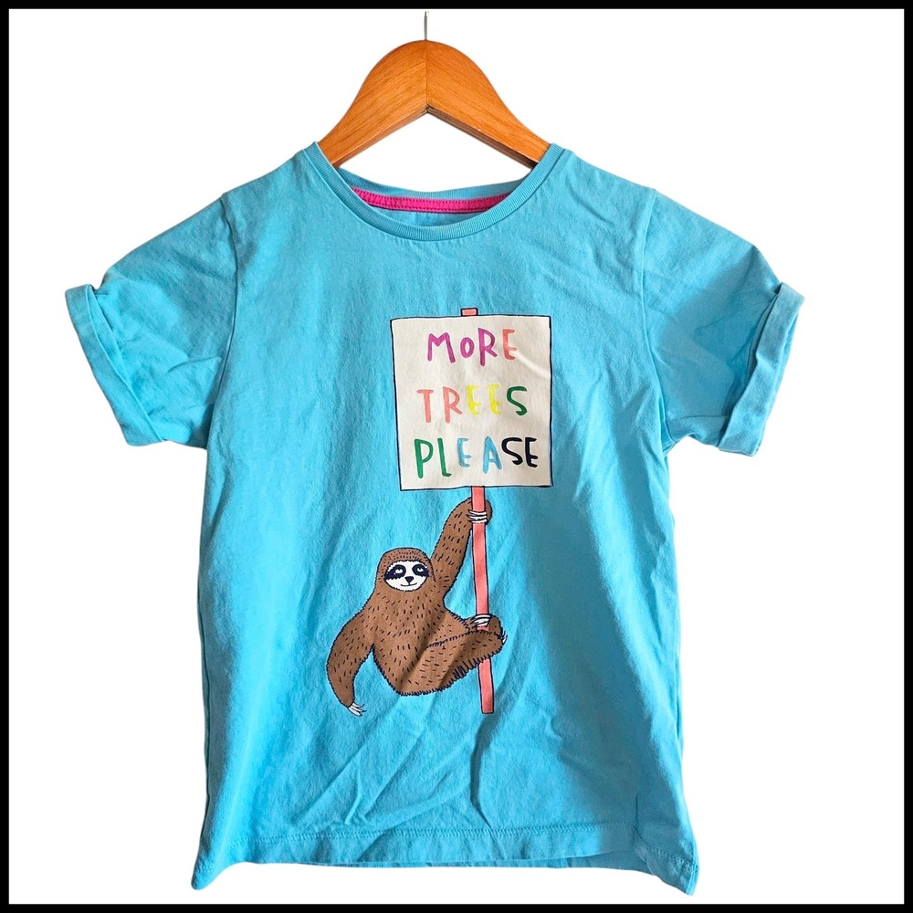 Boden Graphic Tee Sloth More Trees‎ Please Short Sleeve Top Kids 9 10 Years